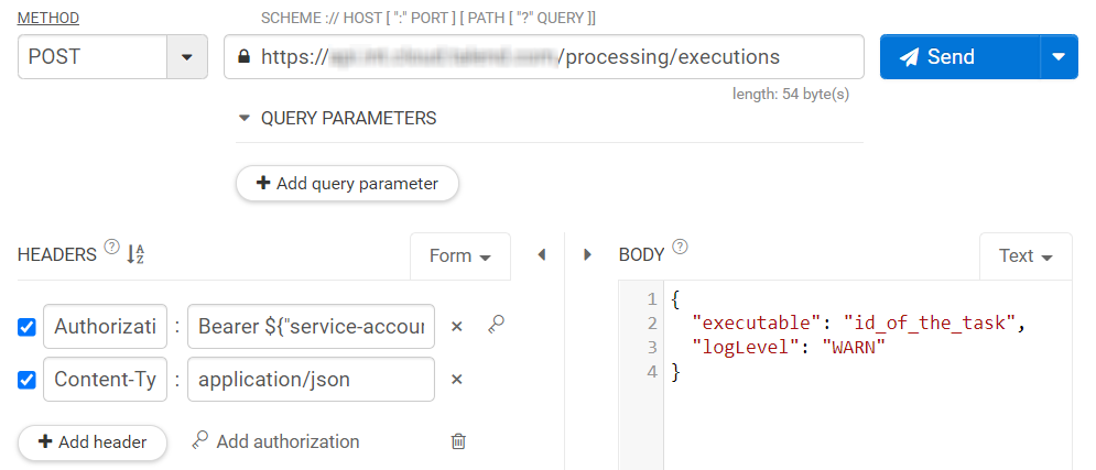 service account run task